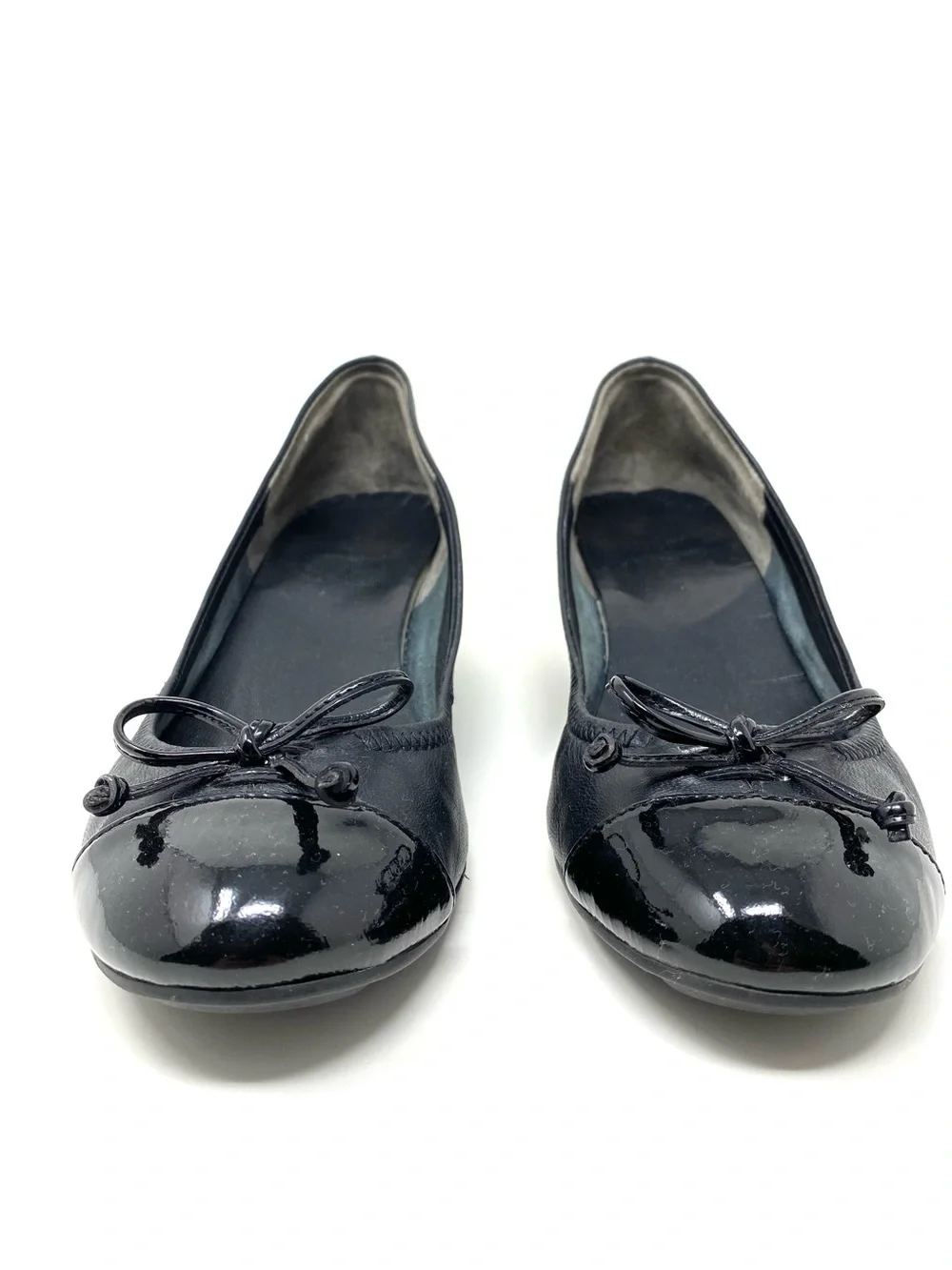 Cole Haan Air Tali Wedge Pumps Black Leather Cap Toe Size 7B Comfort Low Heel